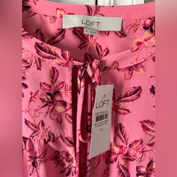 NWT Loft Vine Ruffle Cuff Tie Neck Blouse - Picture 4 of 6